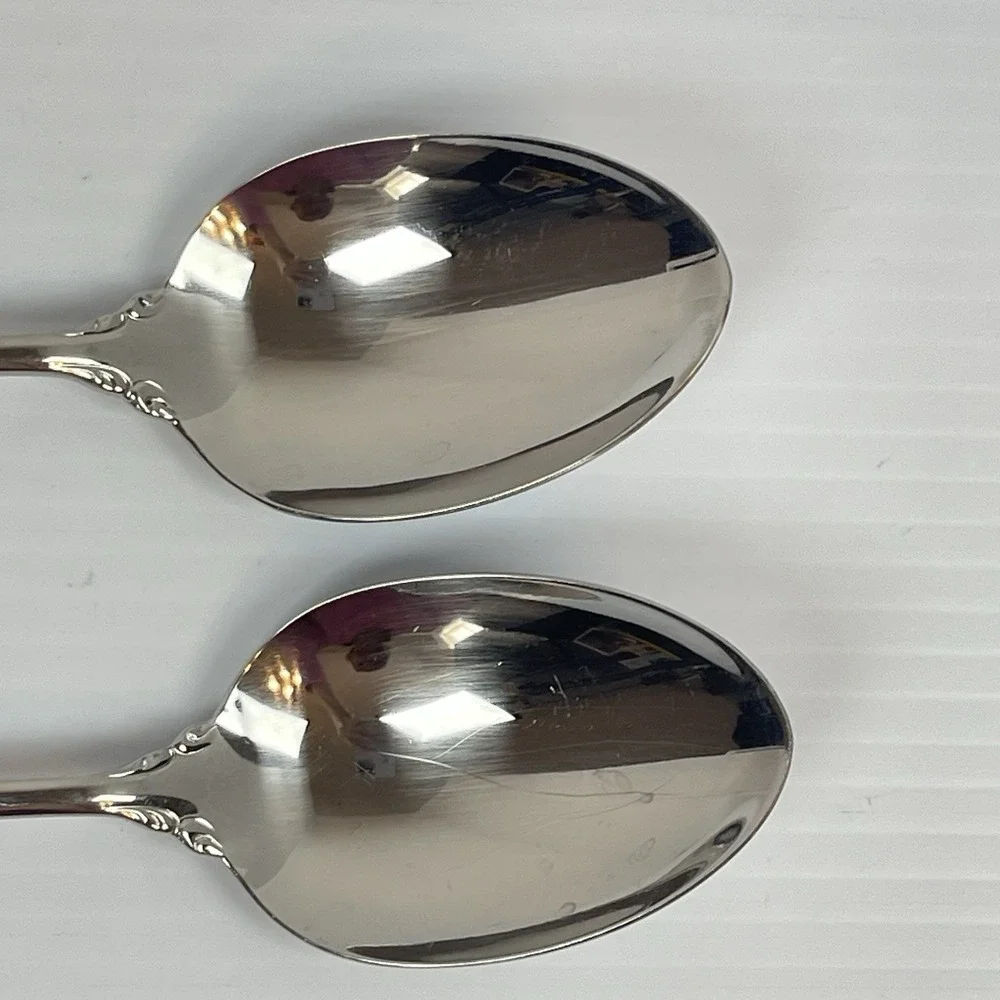 Oneida SHELLEY Cube Stainless Steel Flatware Floral Lot 6 Serving Fork Spoons